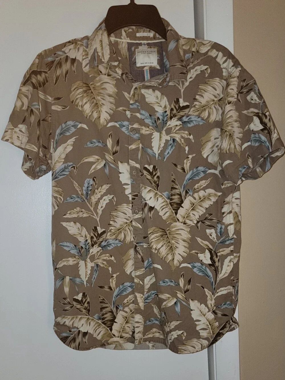🆕️🌴Denim & Flower Ricky Singh Shirt Aloha Hawaiin Short Sleeve Shirt, Sz M